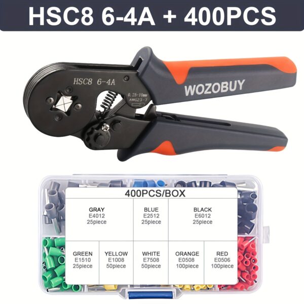 crimping tool kit crimper plier set hsc8 6 4a/6 6a wire -  Model : 400PCS/BOX Terminal+HSC8 6-4