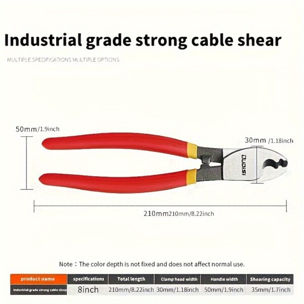 1pc OuDiSi Professional Cable Pliers, Chrome Vanadium Steel Manual Wire Cutters, Insulated Cable Scissors, Wire Stripping Pliers, Electrical Wire Cutting Tools - Image 7