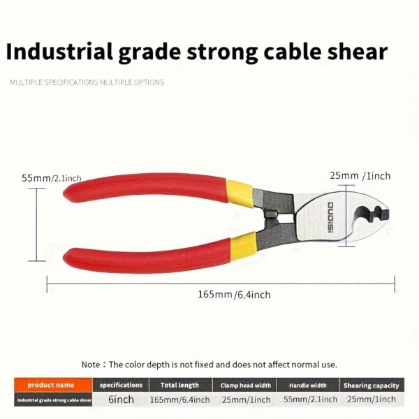 1pc OuDiSi Professional Cable Pliers, Chrome Vanadium Steel Manual Wire Cutters, Insulated Cable Scissors, Wire Stripping Pliers, Electrical Wire Cutting Tools - Image 5