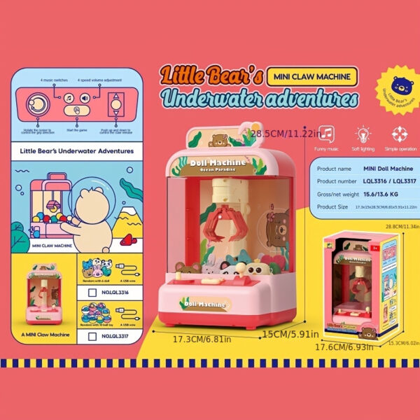 family mini claw machine family operated claw -  Color : 【Red】