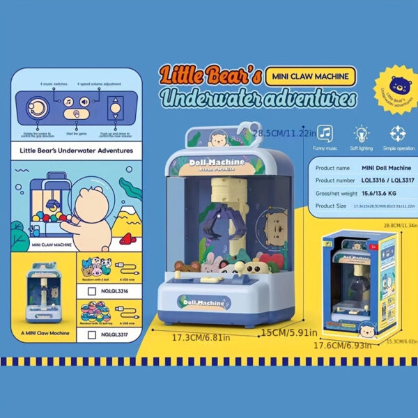 family mini claw machine family operated claw -  Color : Blue