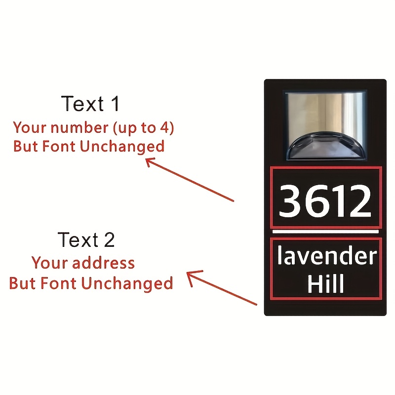 Customizable Solar Address Sign, Wall Mount, 300mAh Nickel Battery, with Built-in Solar Panel, ≤36V Operating Voltage - Image 3