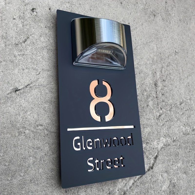 Customizable Solar Address Sign, Wall Mount, 300mAh Nickel Battery, with Built-in Solar Panel, ≤36V Operating Voltage