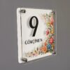 Customizable Double-Layer 3D Floral Address Plaque for Garden Doors - Wall-Mounted, Screw Installation, No Batteries Needed, Polyester Material with Colorful Flower Design, Transparent Frame, Easy-to-Read Black Numbers, Wallmounted Plaque | Elegant House Sign | Vibrant Flower Design, Flower Garden Decor for Outside